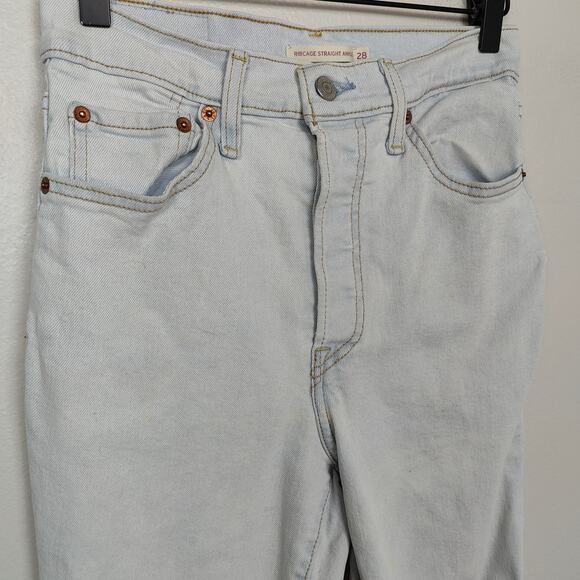 Levi's Ribcage Straight Ankle Jeans Womens 28 Light‎ Wash Stretch High Rise - Picture 2 of 12